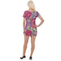 Mid Century Retro Floral 1970s 1960s Pattern 82 Short Sleeve Asymmetric Mini Dress View2
