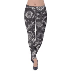 Mid Century Retro Floral 1970s 1960s Pattern 71 Velvet Leggings