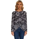 Mid Century Retro Floral 1970s 1960s Pattern 71 Long Sleeve Crew Neck Pullover Top View1