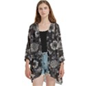 Mid Century Retro Floral 1970s 1960s Pattern 71 Open Front 3/4 Sleeve Batwing Chiffon Cardigan Kimono View1