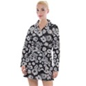Mid Century Retro Floral 1970s 1960s Pattern 86 Women s Long Sleeve Casual Dress View1