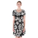 Mid Century Retro Floral 1970s 1960s Pattern 86 Short Sleeve V-neck Flare Dress View1