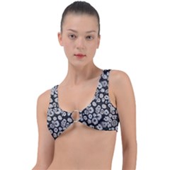 Mid Century Retro Floral 1970s 1960s Pattern 86 Ring Detail Bikini Top