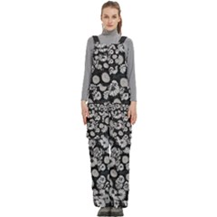 Mid Century Retro Floral 1970s 1960s Pattern 86 Women s Side Zip Front Pouch Ski And Snowboard Bib Pants	