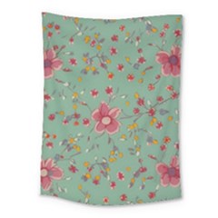 Mid Century Retro Floral 1970s 1960s Pattern 79 Medium Tapestry