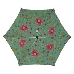 Mid Century Retro Floral 1970s 1960s Pattern 79 Automatic Folding Umbrella With Case (small)