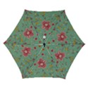 Mid Century Retro Floral 1970s 1960s Pattern 79 Automatic Folding Umbrella with Case (Small) View1