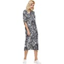 Mid Century Retro Floral 1970s 1960s Pattern 73 Bow Sleeve Chiffon Midi Dress View3