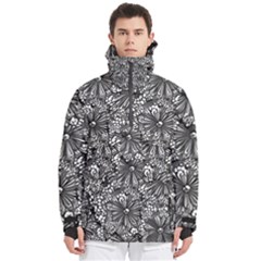 Mid Century Retro Floral 1970s 1960s Pattern 73 Men s Pullover Zip Ski And Snowboard Waterproof Breathable Jacket