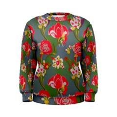 Mid Century Retro Floral 1970s 1960s Pattern 83 Women s Sweatshirt