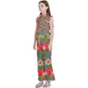 Mid Century Retro Floral 1970s 1960s Pattern 83 Kids  Sleeveless Ruffle Edge Band Collar Chiffon One Piece View2