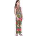 Mid Century Retro Floral 1970s 1960s Pattern 83 Kids  Sleeveless Ruffle Edge Band Collar Chiffon One Piece View3