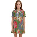 Mid Century Retro Floral 1970s 1960s Pattern 83 Kids  Sweet Collar Dress View1