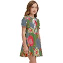 Mid Century Retro Floral 1970s 1960s Pattern 83 Kids  Sweet Collar Dress View2