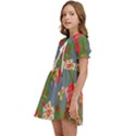 Mid Century Retro Floral 1970s 1960s Pattern 83 Kids  Sweet Collar Dress View3