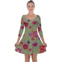 Mid Century Retro Floral 1970s 1960s Pattern 76 Quarter Sleeve Skater Dress View1