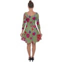 Mid Century Retro Floral 1970s 1960s Pattern 76 Quarter Sleeve Skater Dress View2
