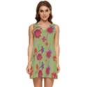 Mid Century Retro Floral 1970s 1960s Pattern 76 Tiered Sleeveless Mini Dress View1
