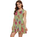 Mid Century Retro Floral 1970s 1960s Pattern 76 Tiered Sleeveless Mini Dress View3