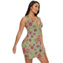 Mid Century Retro Floral 1970s 1960s Pattern 76 Draped Bodycon Dress View3