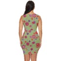 Mid Century Retro Floral 1970s 1960s Pattern 76 Draped Bodycon Dress View4