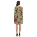 Mid Century Retro Floral 1970s 1960s Pattern 76 Long Sleeve Knee Length Skater Dress With Pockets View4
