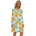 Design Pattern Seamless Tropical Women s Round Neck Long Sleeve Bow Deco Dress View3