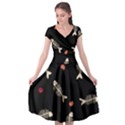 Pattern Design Seamless Fishbone Cap Sleeve Wrap Front Dress View1