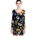Pattern Design Seamless Texture Long Sleeve Velvet Bodycon Dress View1