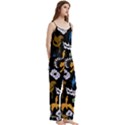 Pattern Design Seamless Texture Spaghetti Top Long Pants Satin Pajamas Set View3