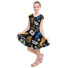 Pattern Design Seamless Texture Kids  Short Sleeve Dress