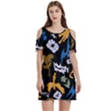 Pattern Design Seamless Texture Women s Cold Shoulder Round Neck Mini Dress View1