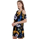 Pattern Design Seamless Texture Women s Cold Shoulder Round Neck Mini Dress View2