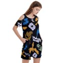 Pattern Design Seamless Texture Women s Cold Shoulder Round Neck Mini Dress View3