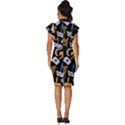 Pattern Design Seamless Texture Vintage Frill Sleeve V-Neck Bodycon Dress View4
