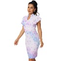 Digital Art Artwork Abstract Pink Purple Vintage Frill Sleeve V-Neck Bodycon Dress View2