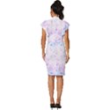 Digital Art Artwork Abstract Pink Purple Vintage Frill Sleeve V-Neck Bodycon Dress View4