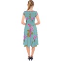 Mid Century Retro Floral 1970s 1960s Pattern 81 Cap Sleeve Front Wrap Midi Dress View2