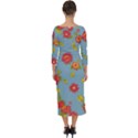 Mid Century Retro Floral 1970s 1960s Pattern 78 Quarter Sleeve Midi Bodycon Dress View2