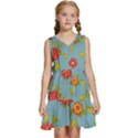 Mid Century Retro Floral 1970s 1960s Pattern 78 Kids  Sleeveless Tiered Mini Dress View1