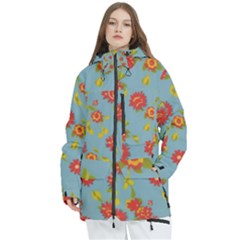 Mid Century Retro Floral 1970s 1960s Pattern 78 Women s Multi Pockets Zip Ski And Snowboard Waterproof Breathable Jacket