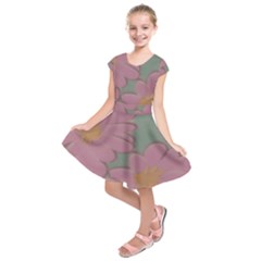 Mid Century Retro Floral 1970s 1960s Pattern 80 Kids  Short Sleeve Dress