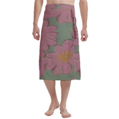 Mid Century Retro Floral 1970s 1960s Pattern 80 Traditional Men s Hawaiian Lavalava Ie Faitaga Wrap Skirt