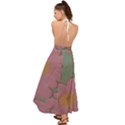 Mid Century Retro Floral 1970s 1960s Pattern 80 Backless Maxi Beach Dress View2