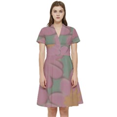 Mid Century Retro Floral 1970s 1960s Pattern 80 Short Sleeve Waist Detail Dress