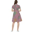 Mid Century Retro Floral 1970s 1960s Pattern 80 Short Sleeve Waist Detail Dress View2