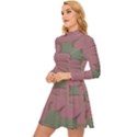 Mid Century Retro Floral 1970s 1960s Pattern 80 Long Sleeve Velour Longline Dress View2