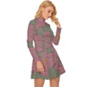 Mid Century Retro Floral 1970s 1960s Pattern 80 Long Sleeve Velour Longline Dress View3