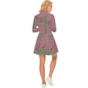 Mid Century Retro Floral 1970s 1960s Pattern 80 Long Sleeve Velour Longline Dress View4