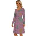 Mid Century Retro Floral 1970s 1960s Pattern 80 Long Sleeve Dress With Pocket View2
